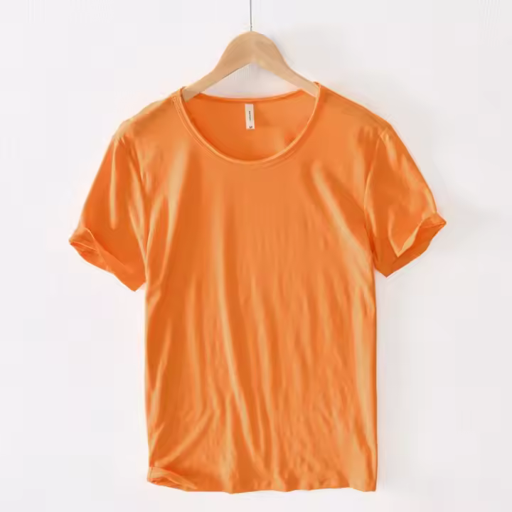 Camiseta Retro con Borde Crudo para Hombres 100% Algodón, Ligera, Transpirable, Ajuste Delgado, Monoacrónomo, Cuello Redondo - 1