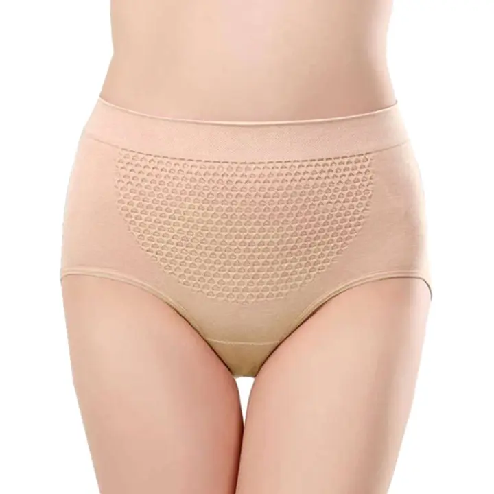 Ropa interior transpirable de cintura media de algodón antibacteriano sin costuras para mujer, talla grande - 1