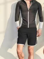 Traje de baño para hombres, de secado rápido de ajuste ceñido traje de buceo, chaqueta de manga larga y pantalones cortos, traje - details 0