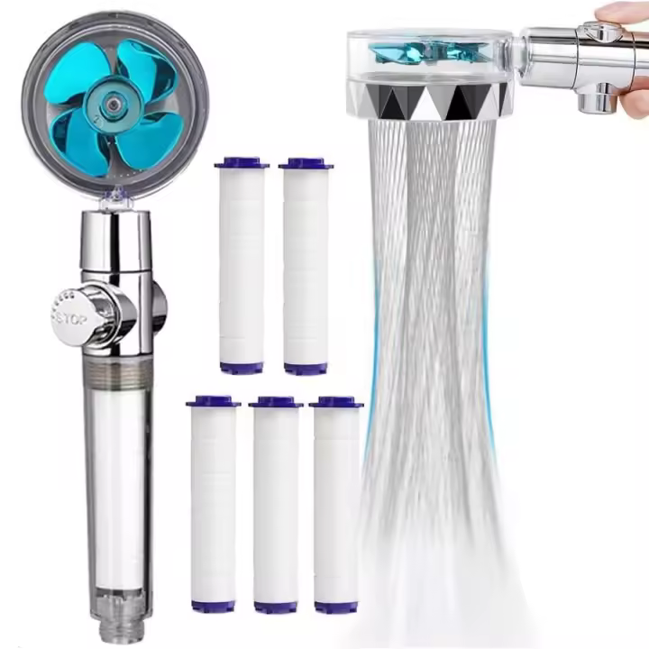 Ventilador Turbo para Ducha Cabeza de Alta Presión con 5 Filtros Spray de Cuerpo para Baño para Mejoras del Hogar - 1
