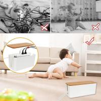 Caja de cables con tira, organizador de gestión de cables de alimentación de madera, cargador antipolvo, Cubo de almacenamiento de línea de red - details 6