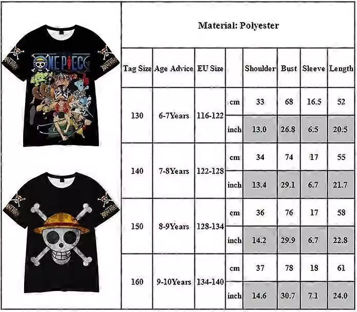 Camiseta de Verano para Niños con Estampado de Luffy de One Piece Camiseta Casual de Anime para Niños y Niñas - 1