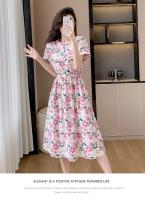 Elegante Vestido de Verano de Largo Medio Manga Corta, Estampado Floral, Vestido Liso Adelgazante - details 18