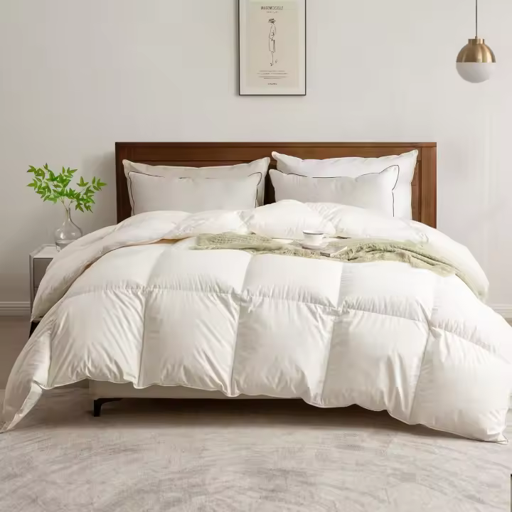 Plumas y Plumón 220x240 cm para Cama 135/150, 300gr/ ㎡   Calor Medio para 4 Estaciones, 100% Algodón Orgánico, Certificado Oeko-Tex y RDS, Blanco Marfil. - 1