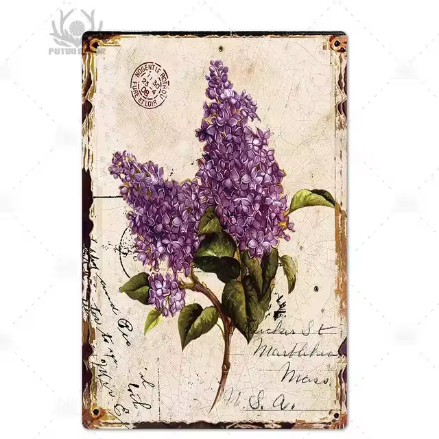 Flor Vintage hojalata para el hogar, letrero Retro desgastado, decoración de pared elegante para cocina, sala de estar, comedor, placa de Metal - 1