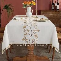 Manteles bordados resistentes a los arañazos con estampado de flecos para decoración de bodas, manteles para banquetes - details 4