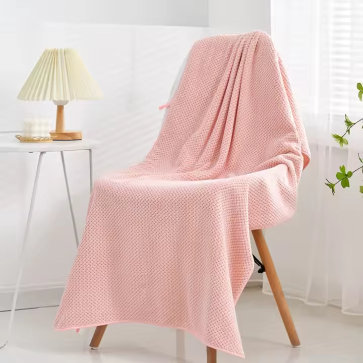 Toalla de baño de lana Coral de microfibra para el hogar, toalla de playa absorbente a cuadros de piña, toalla de piscina de gran tamaño de secado rápido para adultos - 1