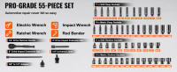 SucceBuy Juego de llaves de impacto de 55 piezas de 1/4", profundas y poco profundas SAE 5/32"-9/16" y métricas 4-15 mm, acero de aleación CR-V de 6 puntos - details 1