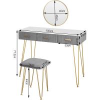 Cajones Grandes, Juego Mesa Tocadores con Taburete de Terciopelo, Moderno para Dormitorio - details 2