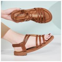Sandalias de mujer zapatos planos - cómodo verano elegante casual elástico tobillo slip on playa caminar sandalia - details 12