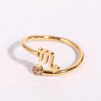 Anillo de Zodiaco Ajustable Miravia Anillo de Constelación con Circonio y Piedra Natal, Regalo Astrológico para Mujer/Hombre, Acero Titanio, 12 Signos del Horóscopo, Anillo Abierto de Moda - details 13