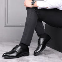 High Quality Formal Leather Men Dress Shoes Breathable Mens Casual Shoes Italian Luxury Brand Lace-Up Non-slip Men Driving Shoes - details 16