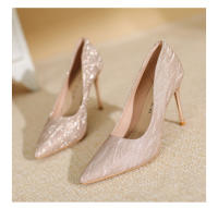 Tacones altos color champán oro y plata para mujer, primavera 2025, nuevo diseño de stiletto, estilo nicho, zapatos de boda Xiuhe, vestido de novia, dos usos. - details 3