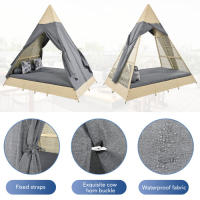 Conjunto de Jardín de Rattan Tenda, Cojines de Asiento, Cortina de Puerta Grisa - details 13