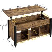 Mesa de Café Elevable con Cajón Estilo Moderno para Sala Patas de Madera Maciza - details 2