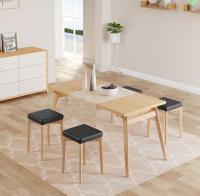Silla de comedor de cocina de madera maciza, taburete de madera apilable con asiento cubierto de PU acolchado, silla tapizada para comedor, 2 uds. - details 9