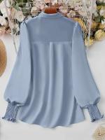 Blusa informal de talla grande para mujer, blusa de manga abombada de Color sólido, adecuada para oficina y exteriores, con un solo pecho, novedad de primavera y verano 2025 - details 32