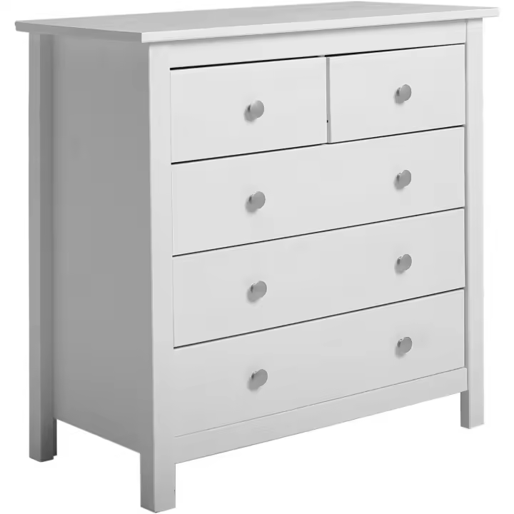 Comoda Noche Blanca de 5 Cajones Conjunto de Muebles para Sala de Estar - 1