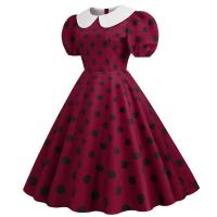 Elegante Vestido de Verano Manga Corta con Volantes Cuello Peter Pan Vintage A-e Midi Largo - details 37