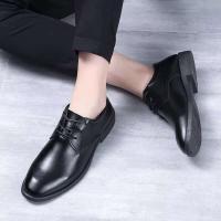 Zapatos de negocios formales de alta gama de cuero genuino para hombres de otoño, zapatos casuales brillantes de suela gruesa - details 3