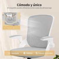Silla de Escritorio Ergonómica con Soporte Lumbar Altura Ajustable, Reposabrazos Abatible, Para Oficina en Casa Gris - details 11