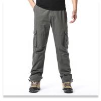 Pantalones casuales de trabajo para hombre con bolsillos multifuncionales, pecho de algodón sólido, estilo cargo recto para uso en exteriores y calle. - details 6