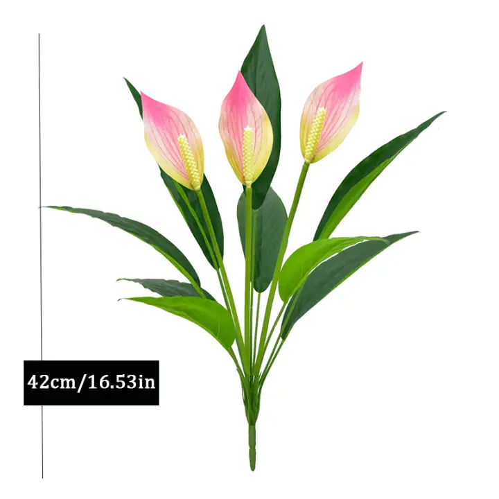 Plantas artificiales Monstera Tropical para decoración del hogar, árbol de Anthurium falso, hojas de plástico, palmera de escritorio de tacto Real, 42cm - 1