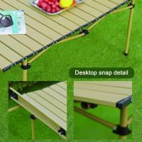 Mesa Plegable para Acampar al Aire Libre con Laterales Plegables con Acabado de vetas de Madera, 3 Alturas Ajustables, Ideal para Interiores, Patios, Barbacoas, Patios, Playas - details 5