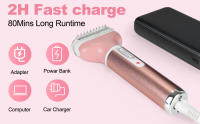 Maquinilla de afeitar eléctrica para mujer 4 en 1, maquinillas de afeitar corporales indoloras recargables y removedor de vello facial para bikini, piernas, cuerpo, cara, axilas, indoloras, recargables, portátiles, afeitadoras corporales para mujer - details 4