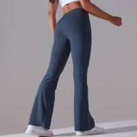 Leggings de yoga de color sólido para mujer, pantalones acampanados de cintura alta, elásticos, entrenamiento, pierna ancha - details 13
