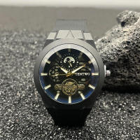 Reloj deportivo de cuarzo con correa de silicona y esqueleto de luz azul para hombre de nueva tendencia - details 13