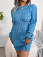 2024 Otoño Invierno mujer Casual manga larga suéter vestido negro blanco azul - details 7