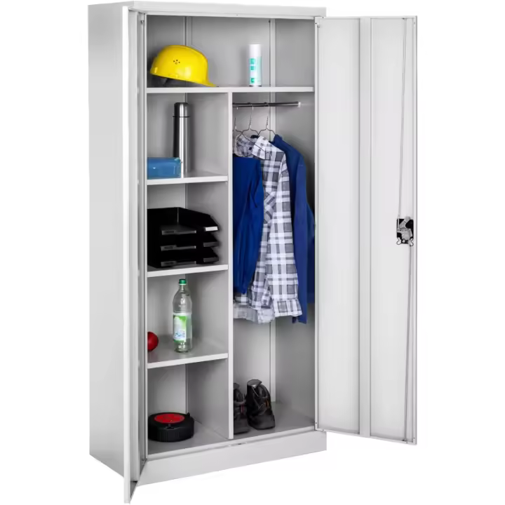 Armario de Archivado de Metal para Oficina 6 Cajones, Barra, Puertas Bloqueables, Acero de Calidad, Mueble de Oficina, Candado de Seguridad, Estanterías Metálicas 180x80x40cm Gris - 1