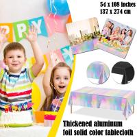 Cubierta de mesa de aluminio iridiscente de plástico para fiesta de Navidad, mantel rectangular, cubierta para mesa de comedor, decoración para banquete, fiesta de boda - details 7