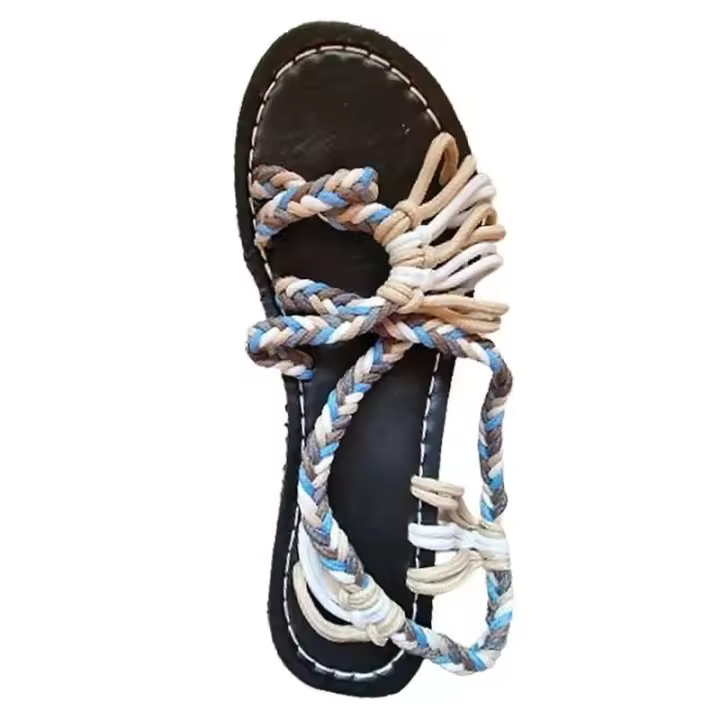 Sandalias de Playa para Mujer Verano Cinturón de Cuerda de Colores Mixtos Comodidad Casual - 1