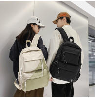 Mochila de los hombres y las mujeres casual simple y versátil pareja mochila colores contrastantes de gran capacidad junior escuela secundaria estudiante mochila - details 17