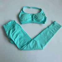 Conjunto de Yoga Sin Costuras Top con Sujetador Camisola Traje Deportivo de Cintura Alta - details 9