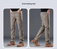 Pantalones informales ajustados para hombre, novedad de otoño, pantalones clásicos de marca rectos de negocios cómodos elásticos de color negro puro para hombre - details 12