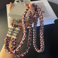 Cordón duradero de tres hebras trenzado para teléfono móvil, correa larga cruzada para el hombro con colgante para coleta para mujer - details 2