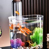 Pantalla clara, tanque de peces de presión negativa, plástico, ahorro de espacio, pequeño tanque de peces dorados, pecera inastillable, decoración de oficina - details 1