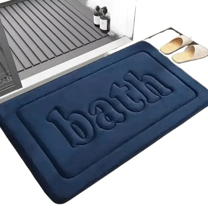 Alfombra de baño Alfombra antideslizante de 1,2 cm de grosor Alfombra de baño suave Alfombra de baño absorbente de agua Alfombra de puerta de tela de franela Decoración del hogar - 1