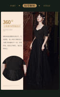 Noche negra para el examen de arte de verano para mujer, vestido largo, ligero y lujoso, conductor francés de alta gama y vestido de presentador - details 4