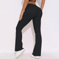 Leggings a prueba de sentadillas para mujer, levantamiento de glúteos, pantalones de tiburón micro acampanados, pantalones de yoga de cintura alta - details 11