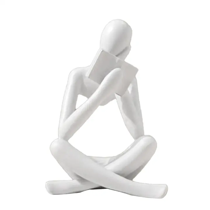 Esculturas de pensadores blancos, estatua de resina, adorno de lectura, decoración de escultura de pensadores, decoración moderna de libros A - 1