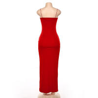BUNO-rojo negro Año nuevo fiesta de Navidad vestidos largos mujeres primavera básico ceñido al cuerpo con cordones estiramiento vestidos midi ajustados femme - details 22