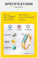 Vnox Sello de piedra natural para hombres y mujeres, banda de dedo de acero inoxidable chapada en oro unisex, regalo de anillo fraternal - details 5