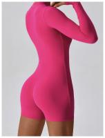Traje de gimnasio de yoga para mujeres mono deportivo de manga larga con medio cierre sobre todo el cuerpo ropa de fitness para entrenamiento - details 12
