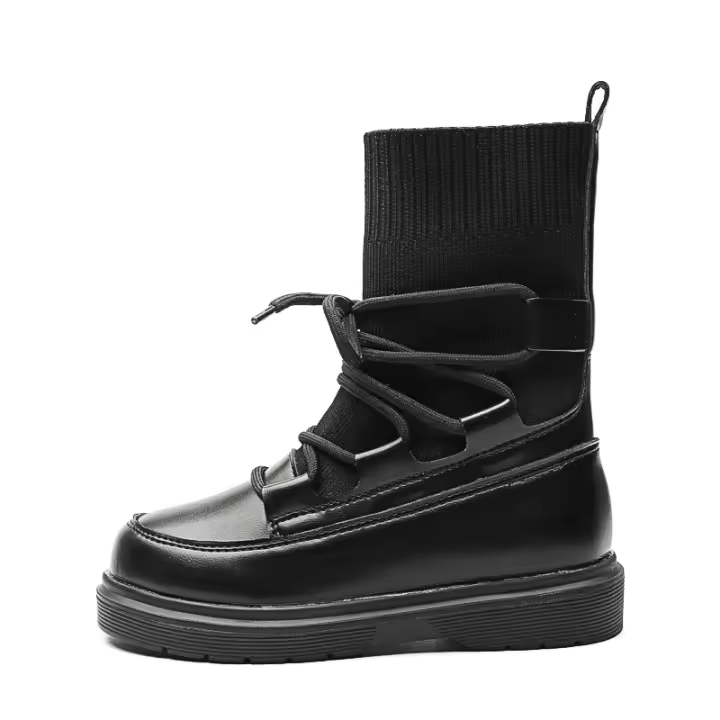 Botas de niña con tejido de punto, correas, botines, calcetines y botas de marea. - 1