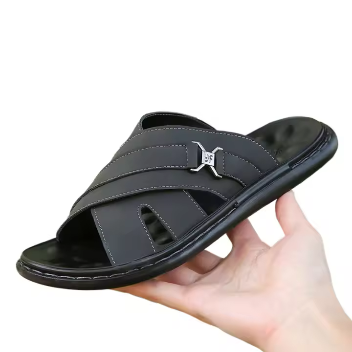 Sandalias de Cuero Transpirables para Hombres al Aire Libre Zapatos Casuales de Playa de Gran Tamaño - 1