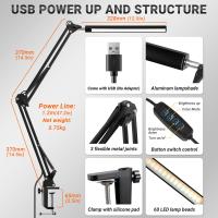 Lámpara de escritorio LED con abrazadera Lámpara de escritorio con brazo oscilante 360 °   Luz de escritorio ajustable para el cuidado de los ojos 3 modos de color 10 niveles de brillo - details 1